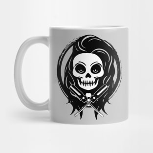 Female Electrician Skull and Screwdriver Black Logo Mug